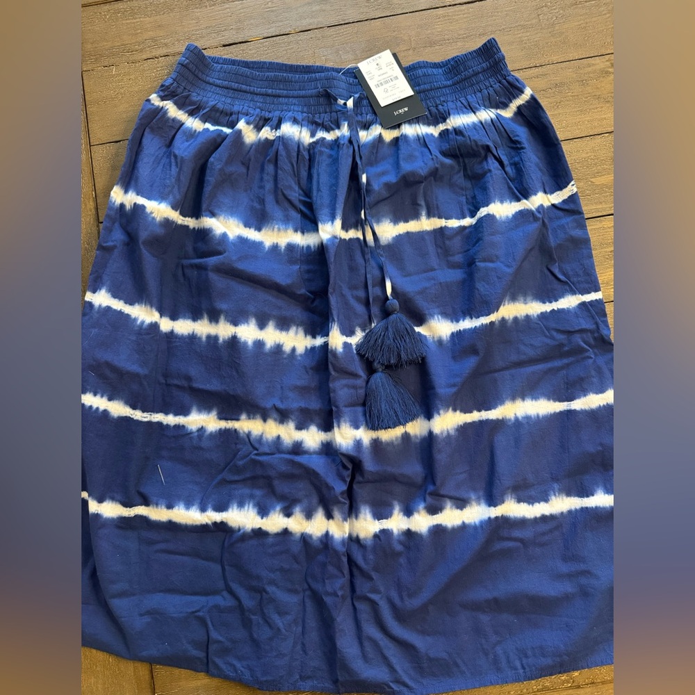 NWT J Crew Blue Tie-Dyed Midi Skirt